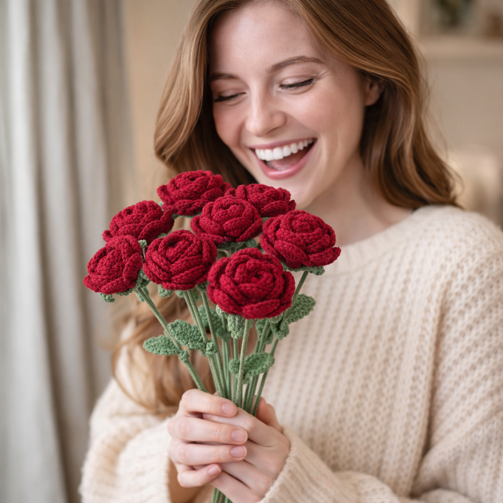 Bouquet de Roses en Crochet