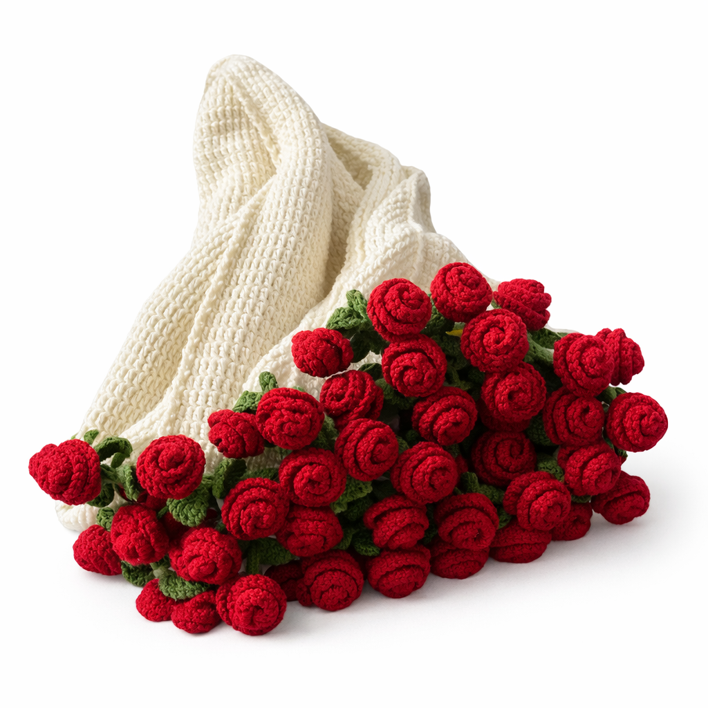 Plaid Bouquet de Roses en Crochet