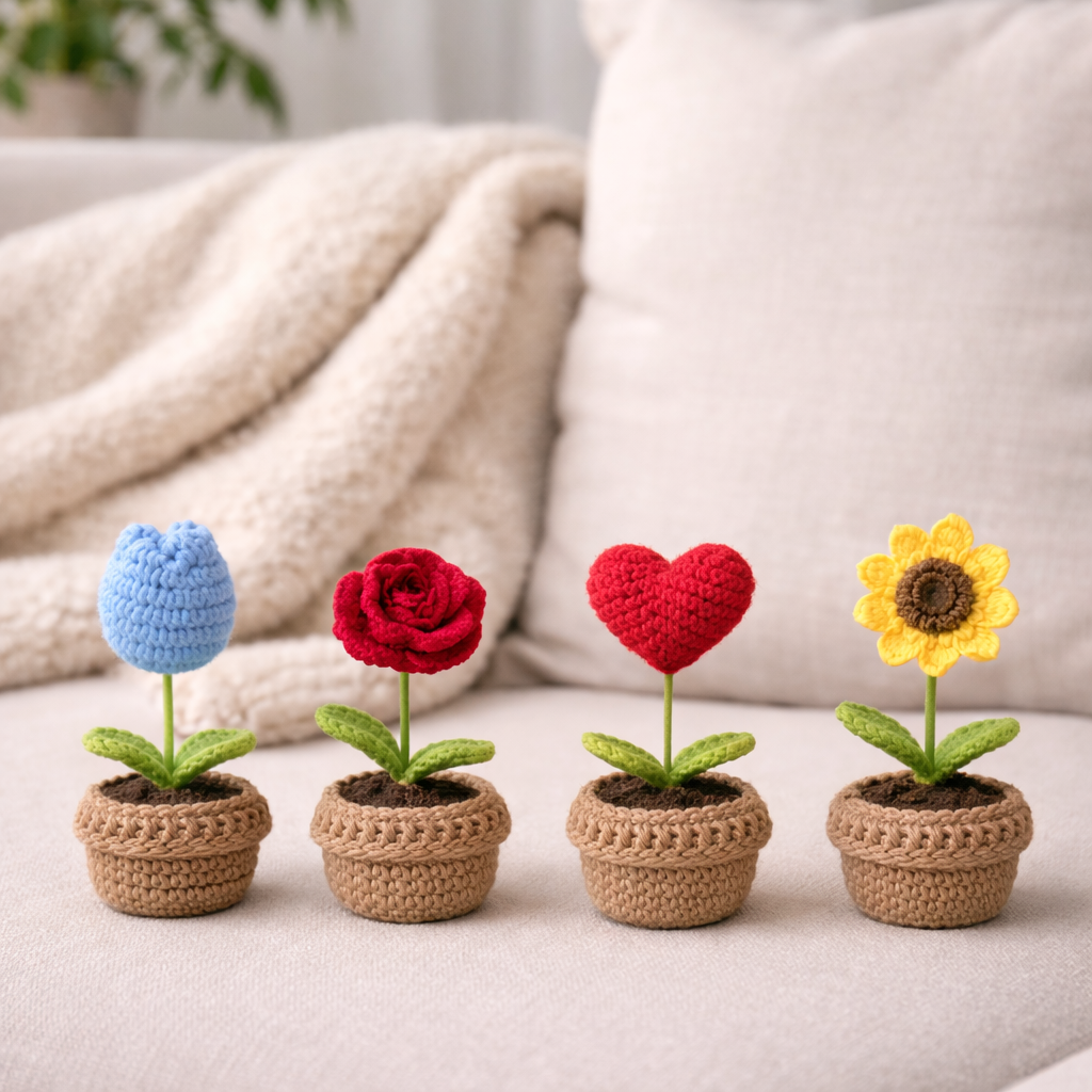 Pot de Fleur en Crochet